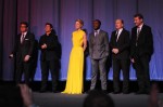 (L-R) Christopher McQuarrie, Tom Cruise, Rosamund Pike, David Oyelowo, Robert Duvall and Lee Child